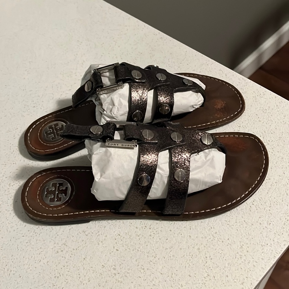 TORY BURCH Briza Gladiator Sandals Flats Size 8 AS-IS (missing ankle straps)